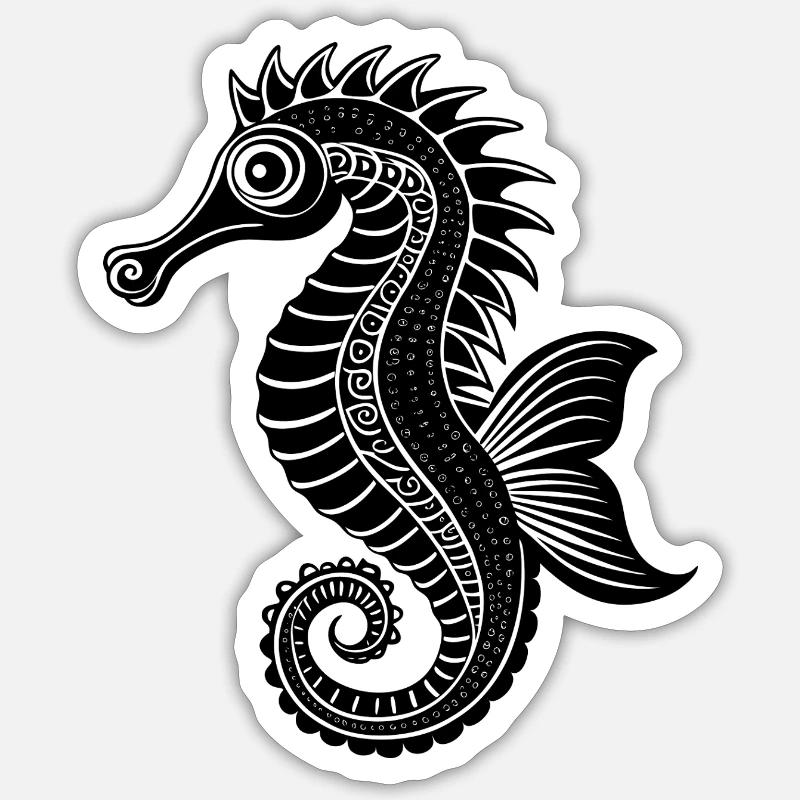 Seepferdchen - Sticker Größe S (10 x 10 cm) - Mattweiß