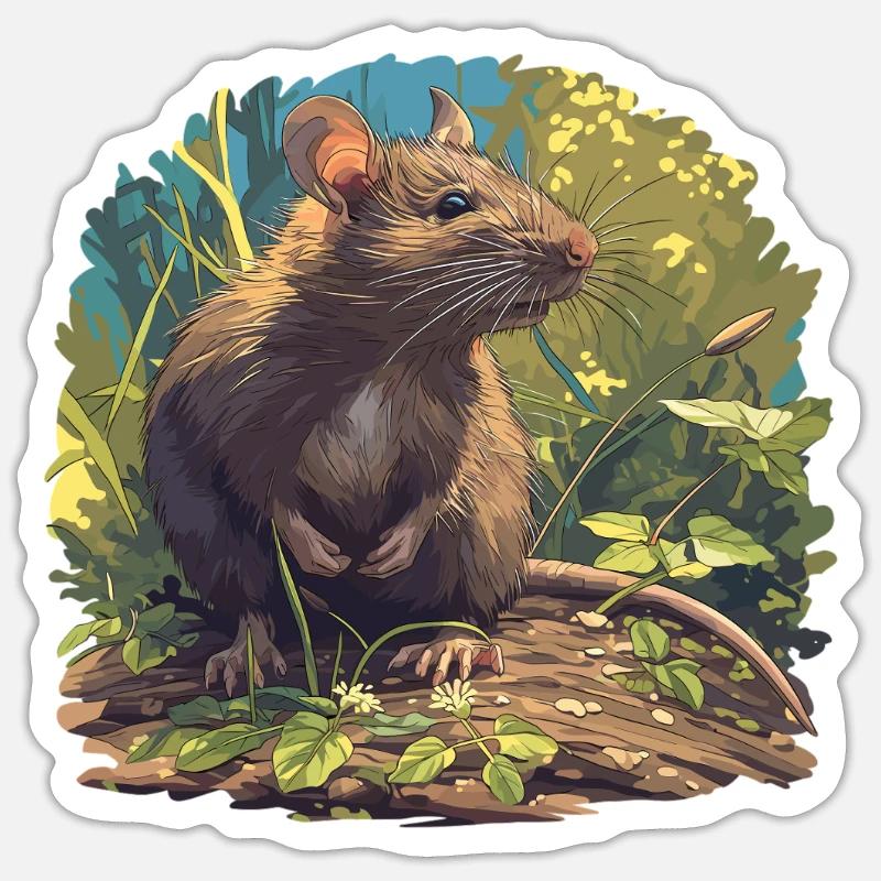 Rat Rat - Sticker taille S (10 x 10 cm) - blanc mat