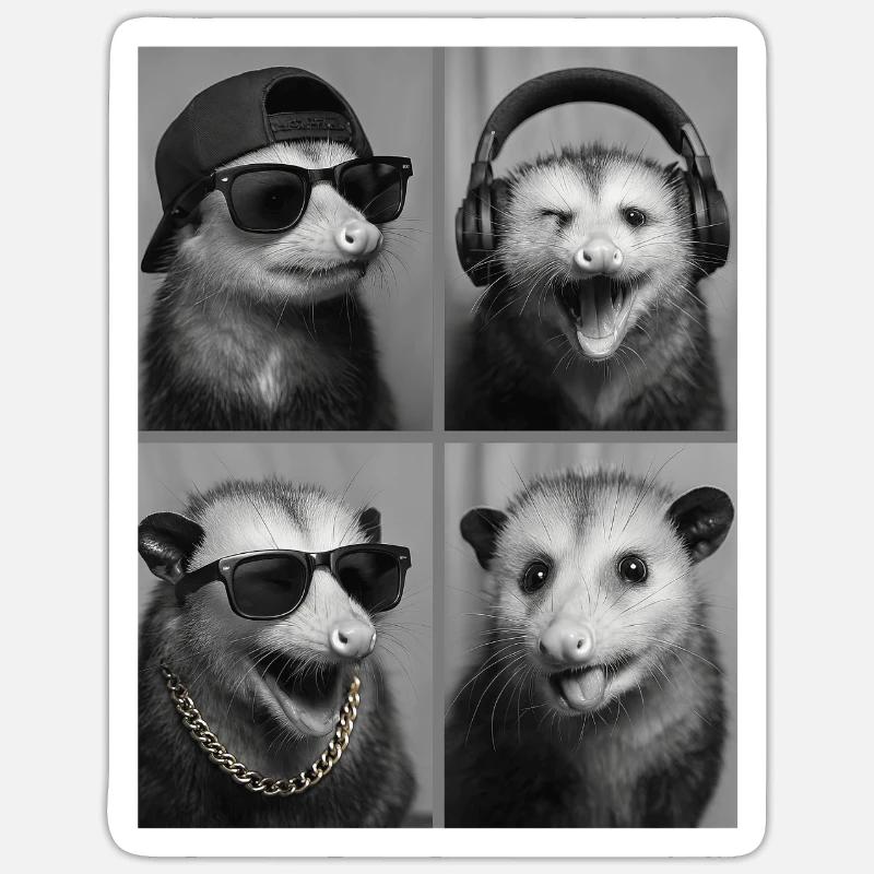 opossum - Sticker taille S (10 x 10 cm) - blanc mat