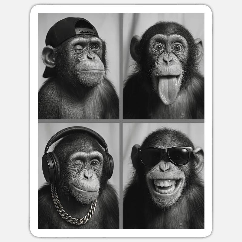 Affee - Sticker Größe S (10 x 10 cm) - Mattweiß
