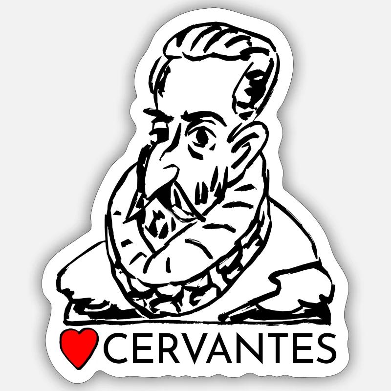 Porträt Ich liebe Cervantes - Sticker Größe S (10 x 10 cm) - Mattweiß