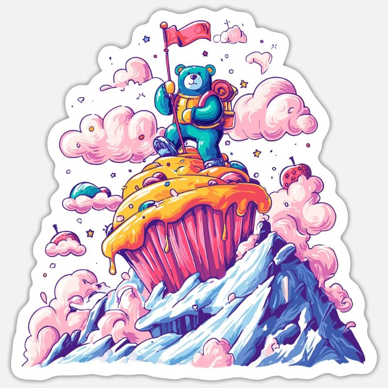 Bear Adventure Cupcake Summit - Sticker size S (10 x 10 cm) - white matte