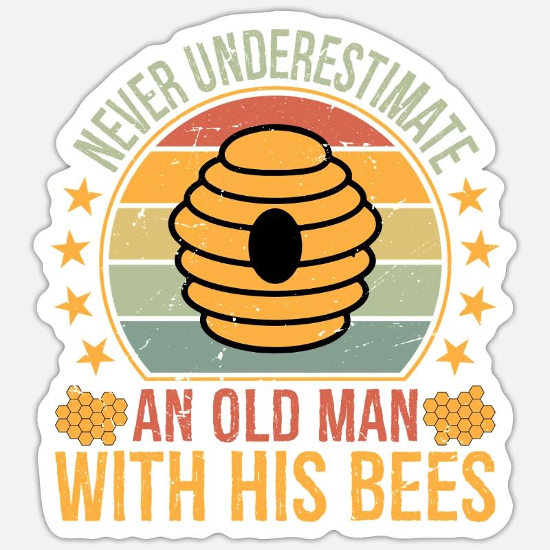 Apiary Bee Keeper an Old Man with His Bees Beekeep Sticker size S (10 x 10 cm)