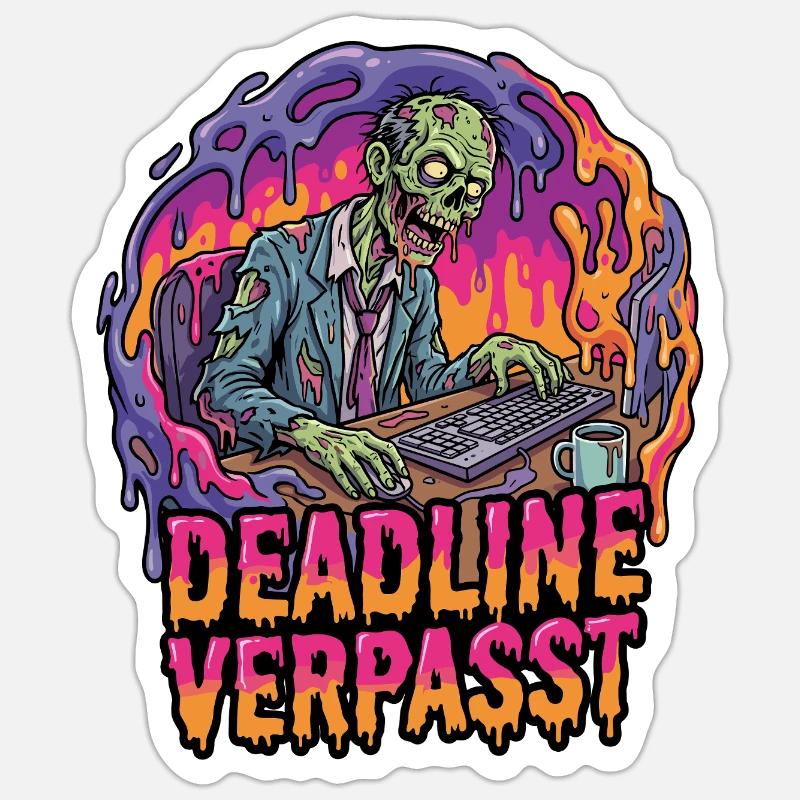 Deadline a manqué Zombie sur PC - Sticker taille S (10 x 10 cm) - blanc mat