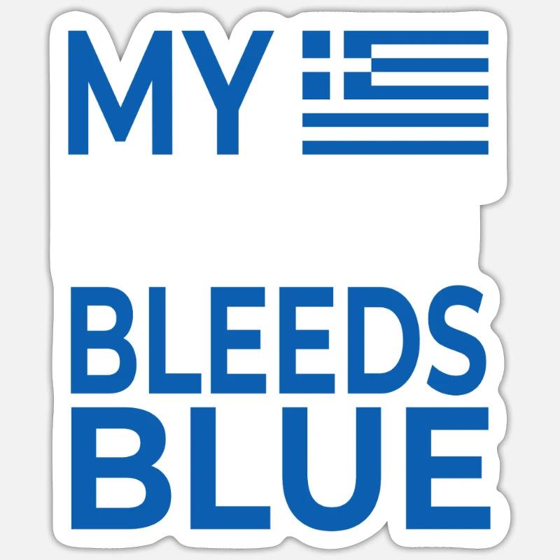 Mon cœur saigne bleu Grèce - Sticker taille S (10 x 10 cm) - blanc mat