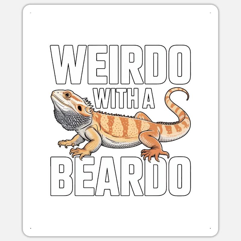 Weirdo mit Bartkind - Sticker Größe S (10 x 10 cm) - Mattweiß