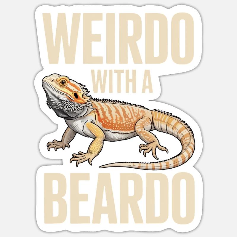 Weirdo with a Beardo Gecko - Sticker size S (10 x 10 cm) - white matte