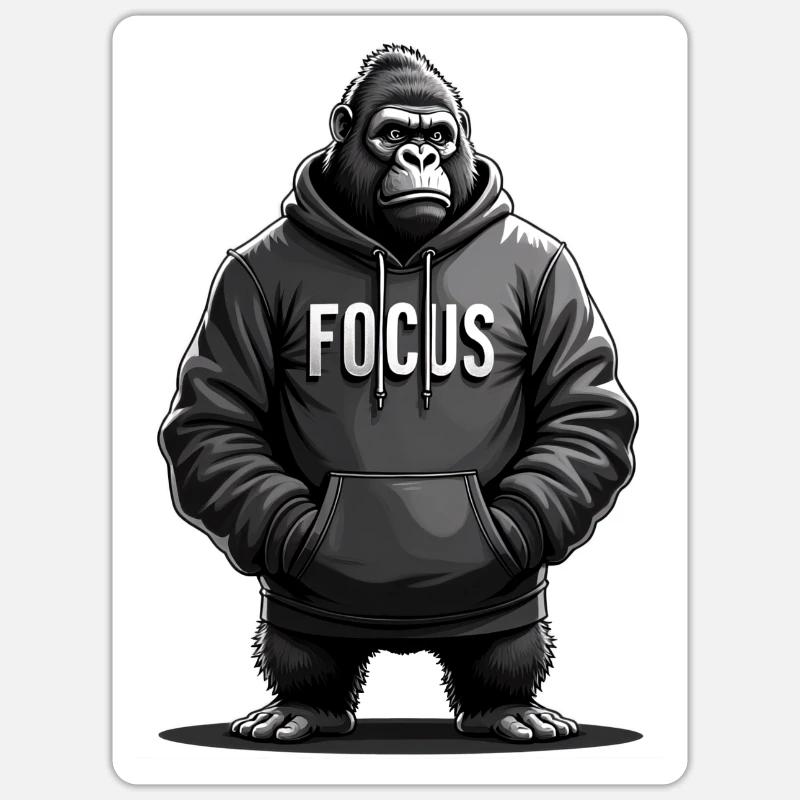 Gorilla Focus Kraft Motivation Training - Sticker Größe S (10 x 10 cm) - Mattweiß