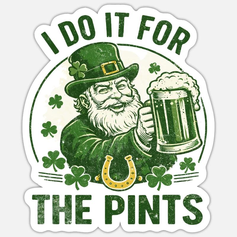 Leprechaun Pints Celebration - Sticker size S (10 x 10 cm) - white matte