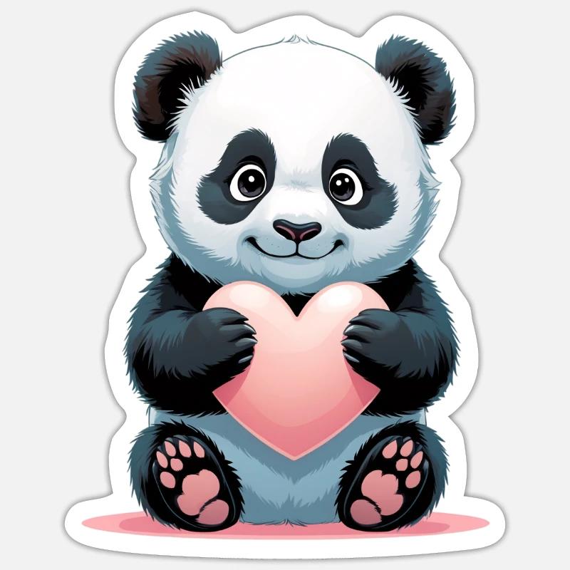 Tablette de cœur de panda - Sticker taille S (10 x 10 cm) - blanc mat