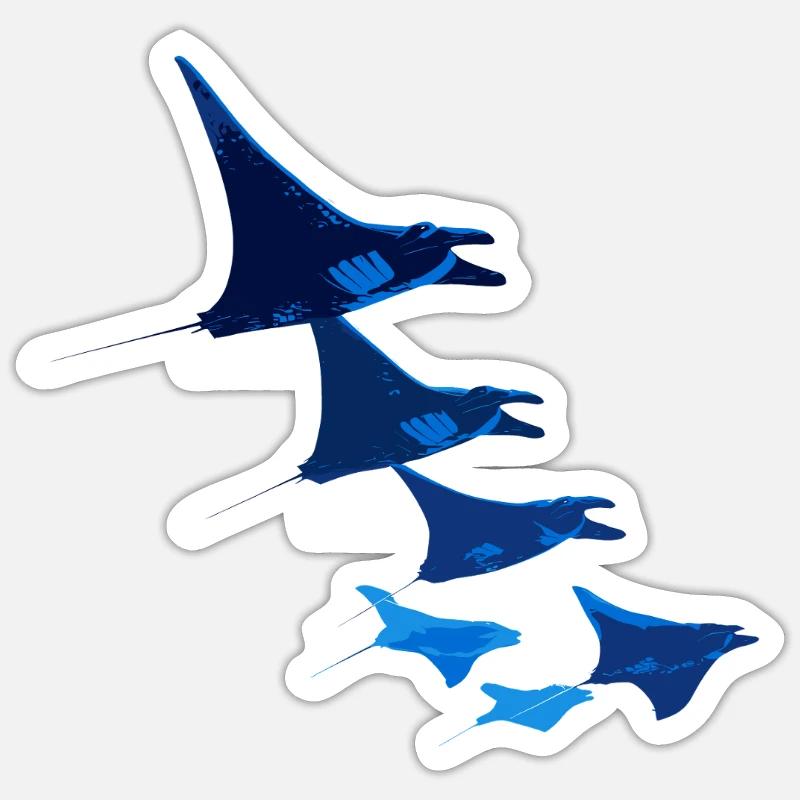 Manta Ray, Devil Ray, Stingray, Diver Sticker size S (10 x 10 cm)