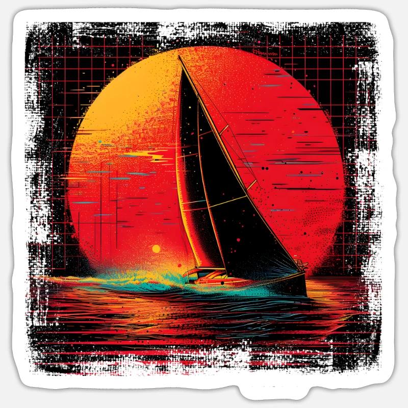 90s sailing ship - Sticker size S (10 x 10 cm) - white matte
