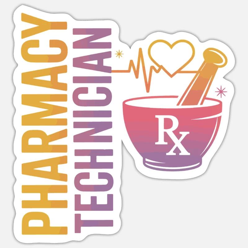 Pharmacy technician illustration - Sticker size S (10 x 10 cm) - white matte