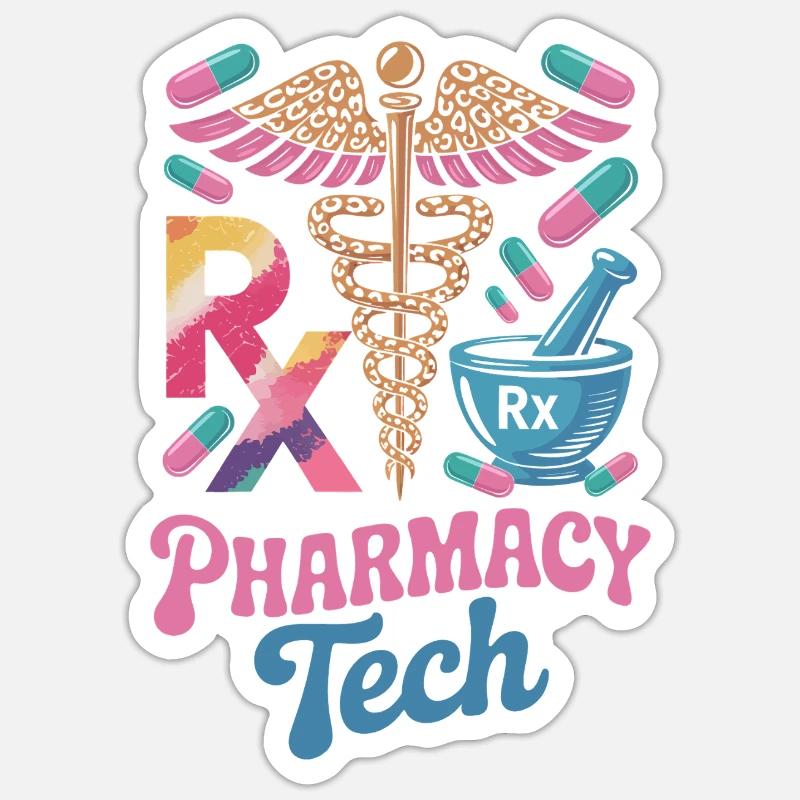 Art de la pharmacie Rx Tech - Sticker taille S (10 x 10 cm) - blanc mat