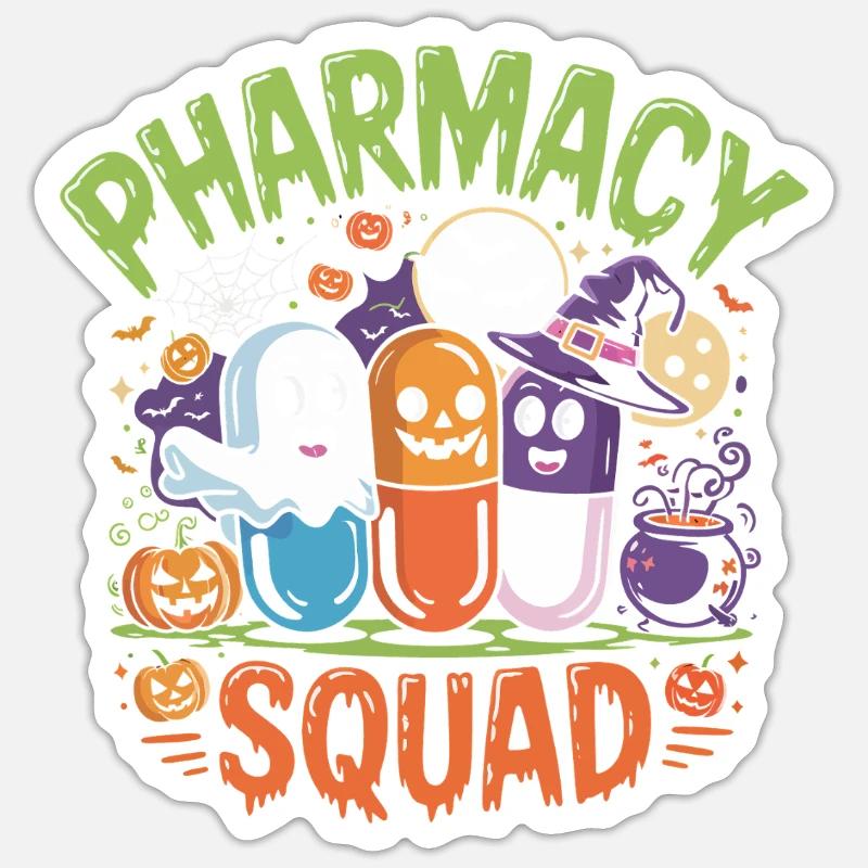Pharmacy Squad Halloween - Sticker Größe S (10 x 10 cm) - Mattweiß