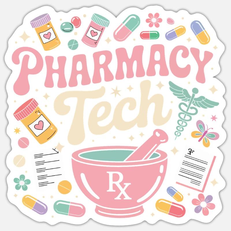 PharmaTech Pharmacy Illustration - Sticker size S (10 x 10 cm) - white matte