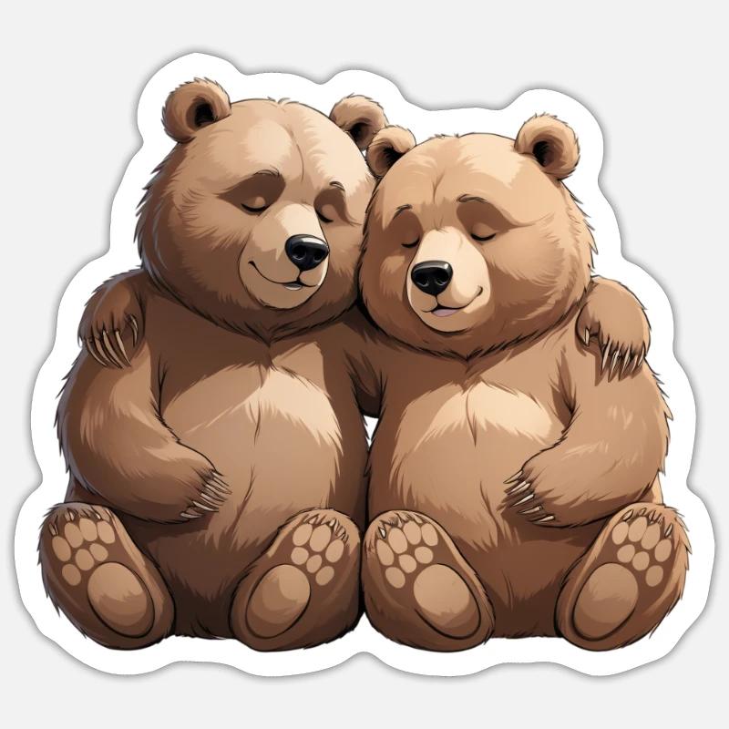 Two cuddly bears hug - Sticker size S (10 x 10 cm) - white matte