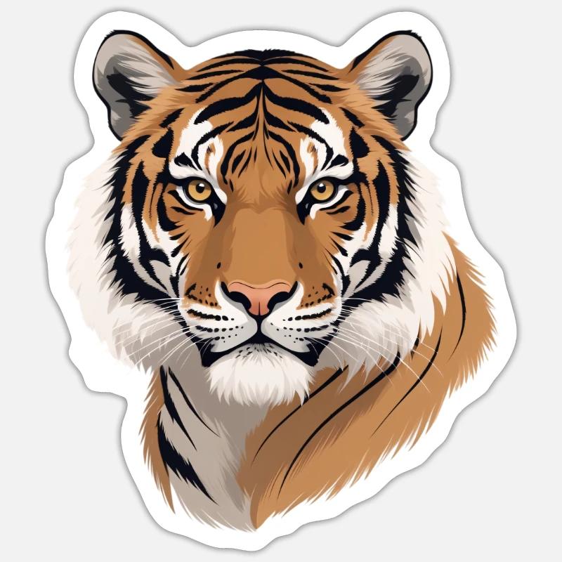 Tiger Head Illustration Wild Pattern Sticker size S (10 x 10 cm)
