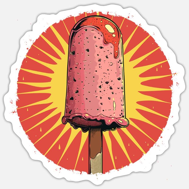 Eiscreme Grafik - Sticker Größe S (10 x 10 cm) - Mattweiß