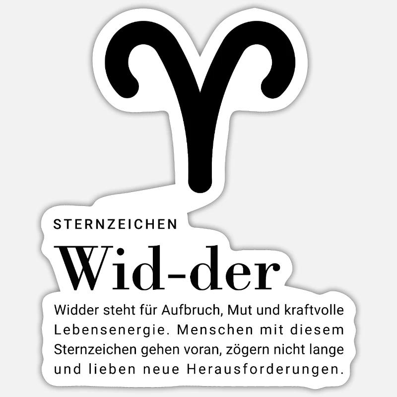 Sternzeichen Widder - Sticker Größe S (10 x 10 cm) - Mattweiß