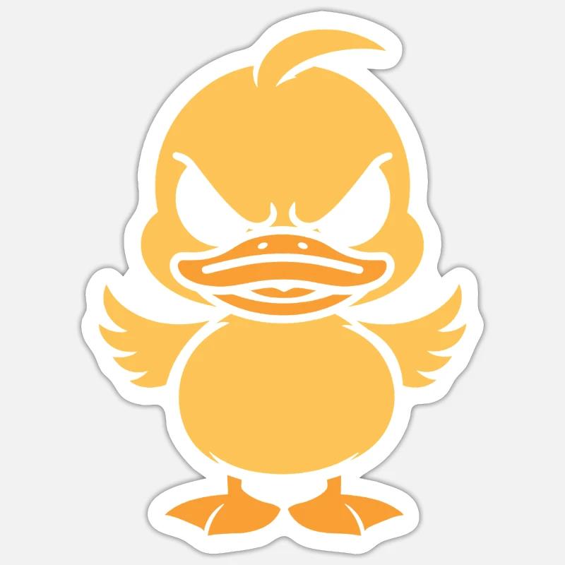 Yellow graphic grumpy duckling - Sticker size S (10 x 10 cm) - white matte