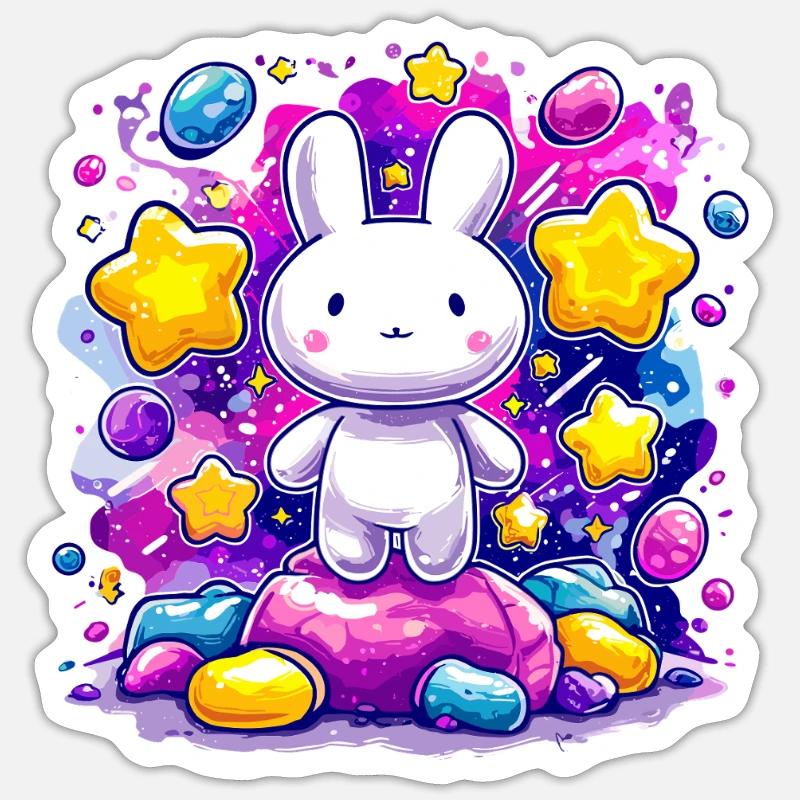 Moon Rabbit in Star Magic Sticker size S (10 x 10 cm)