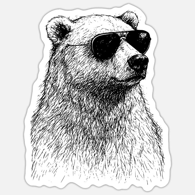 Cooler Eisbär - Sticker Größe S (10 x 10 cm) - Mattweiß