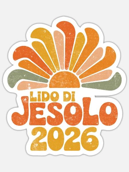 Lido di Jesolo 2026 Sonnenaufgang - Sticker Größe S (10 x 10 cm) - Mattweiß