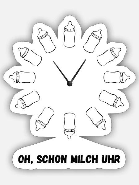 Uhr aus Babyflaschen - Sticker Größe S (10 x 10 cm) - Mattweiß