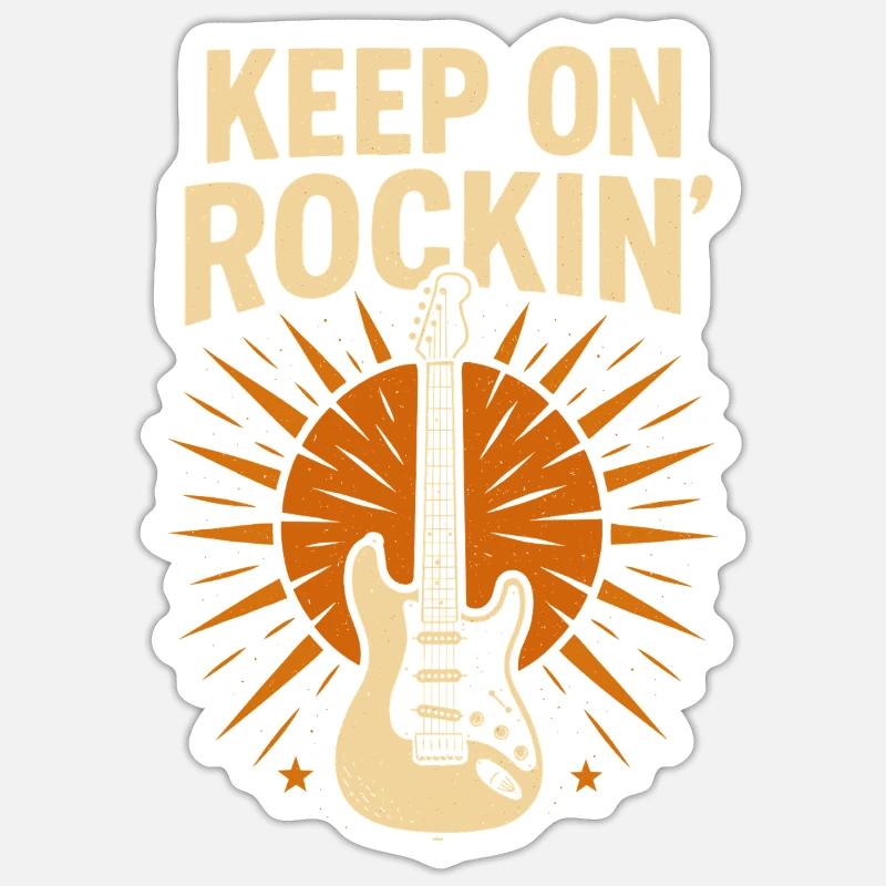 Continue de rocker, guitare rockfan - Sticker taille S (10 x 10 cm) - blanc mat