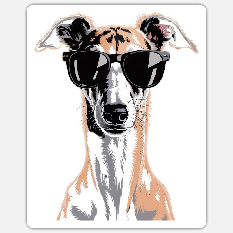 Lévrier Windhund - Sticker taille S (10 x 10 cm) - blanc mat