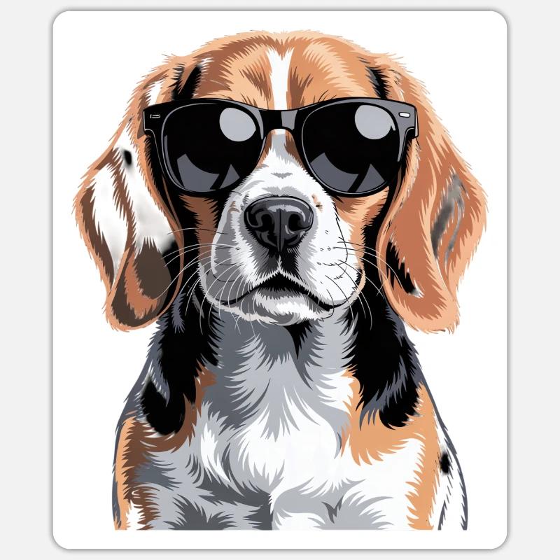 Beagle - Sticker taille S (10 x 10 cm) - blanc mat