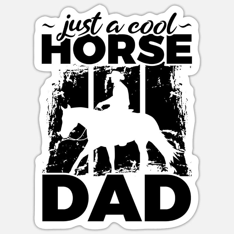 Père cheval - Sticker taille S (10 x 10 cm) - blanc mat
