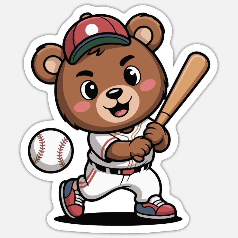 Bear Batter Baseball Hero - Sticker size S (10 x 10 cm) - white matte