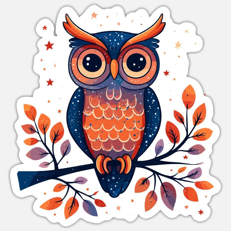 Wald Eulenzauber - Sticker Größe S (10 x 10 cm) - Mattweiß
