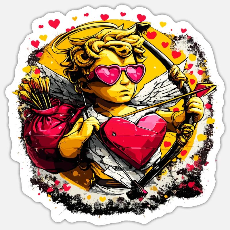 Cupid Graffiti Herzbogen - Sticker Größe S (10 x 10 cm) - Mattweiß