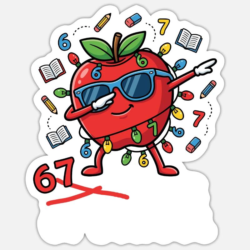 Sechs Sieben Tage Schule 100 Tage 6 7 Spaß 6-7 - Sticker Größe S (10 x 10 cm) - Mattweiß