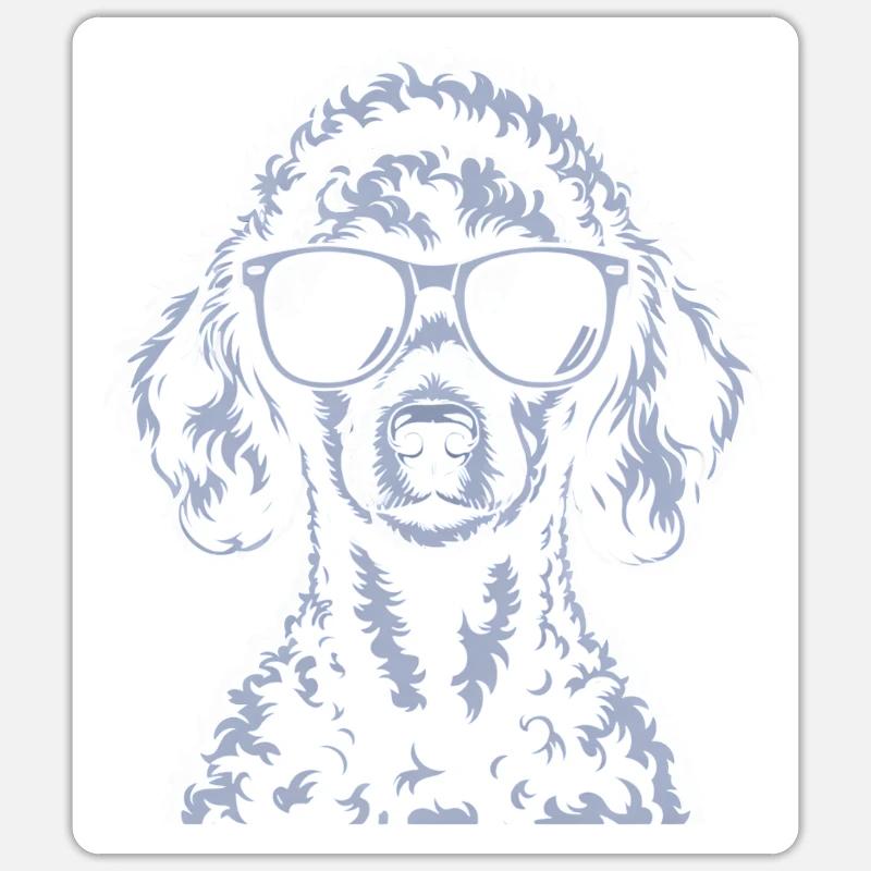 Caniche blanc - Sticker taille S (10 x 10 cm) - blanc mat