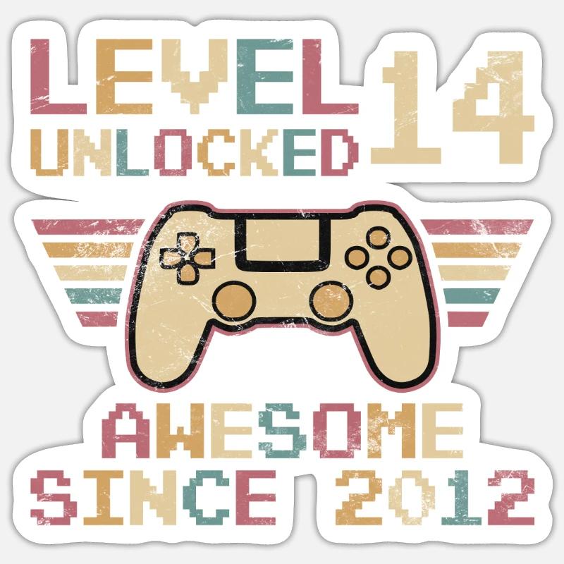 Level 14 Unlocked - Sticker size S (10 x 10 cm) - white matte