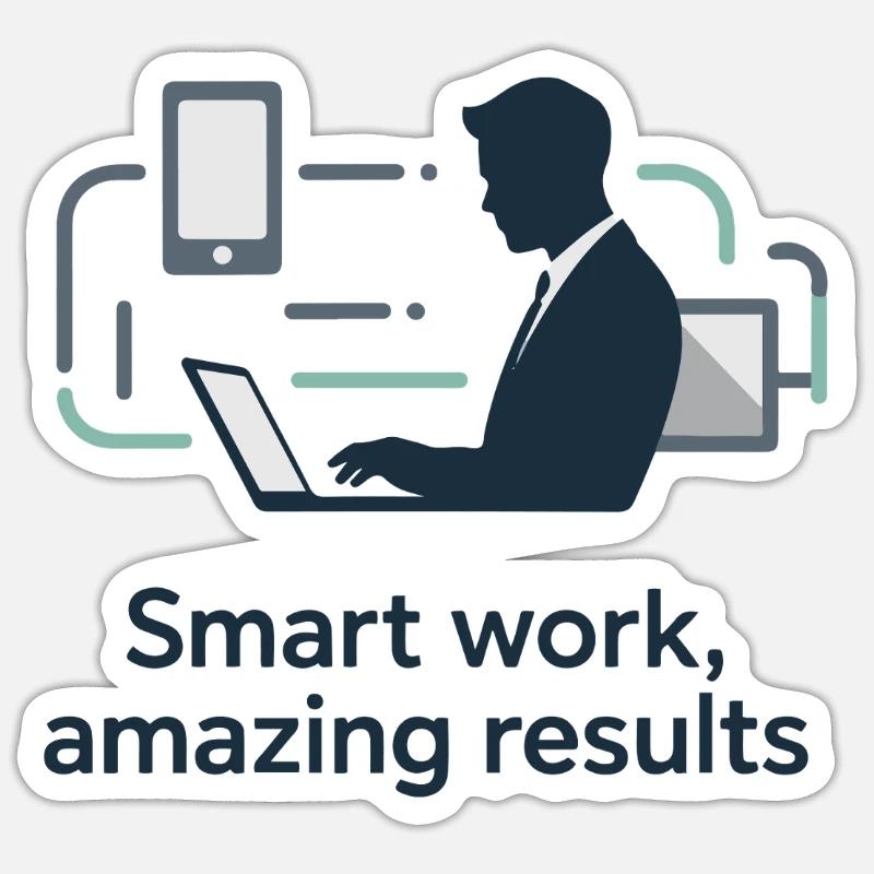 Smart Work Tech Silhouette - Sticker Größe S (10 x 10 cm) - Mattweiß