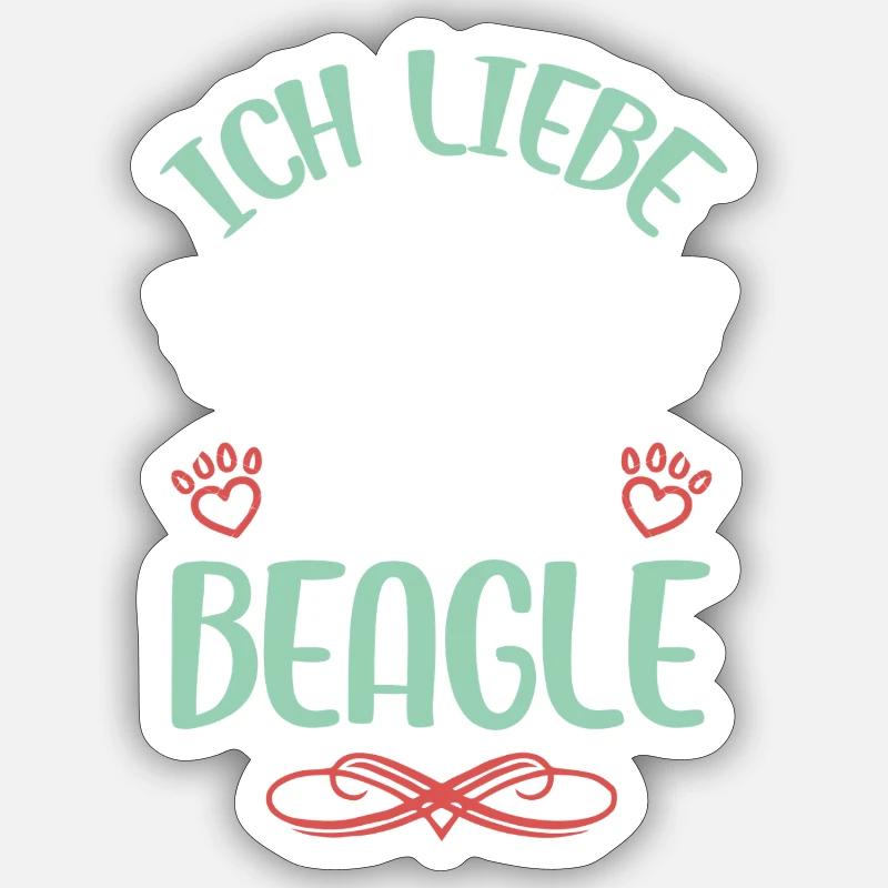 J’adore mon Beagle - Sticker taille S (10 x 10 cm) - blanc mat