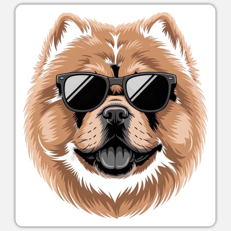 Chow Chow - Sticker taille S (10 x 10 cm) - blanc mat
