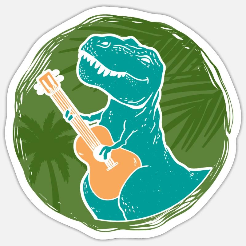 Ukulélé hawaïen Uke T-Rex - Sticker taille S (10 x 10 cm) - blanc mat