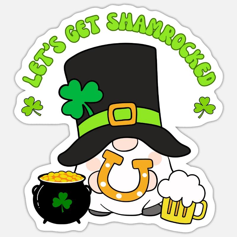 Lets Get Shamrocked Leprechaun Tee - Sticker size S (10 x 10 cm) - white matte