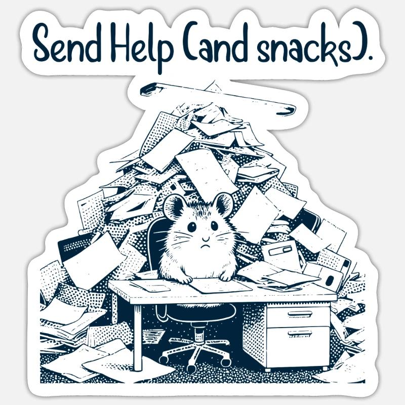 Hamster - Send Help and Snacks Sticker Größe S (10 x 10 cm)