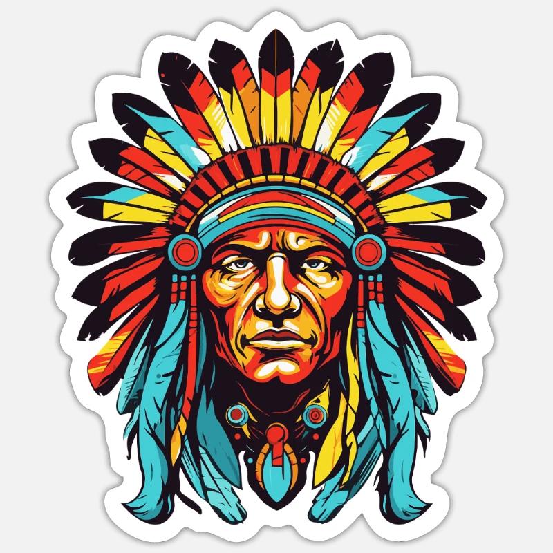 Indian Chief Comic - Sticker size S (10 x 10 cm) - white matte
