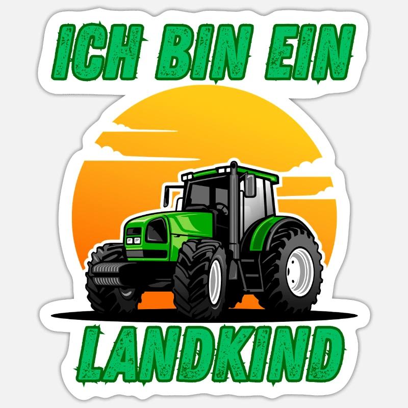 Traktor - Ich bin ein Landkind - Sticker Größe S (10 x 10 cm) - Mattweiß