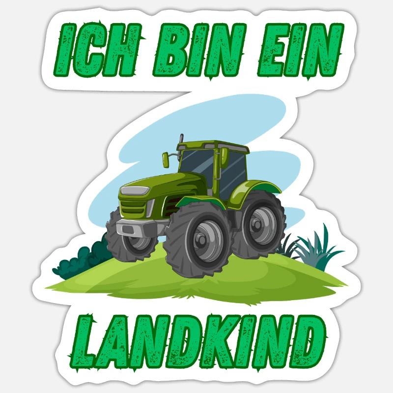 Traktor - Ich bin ein Landkind - Sticker Größe S (10 x 10 cm) - Mattweiß