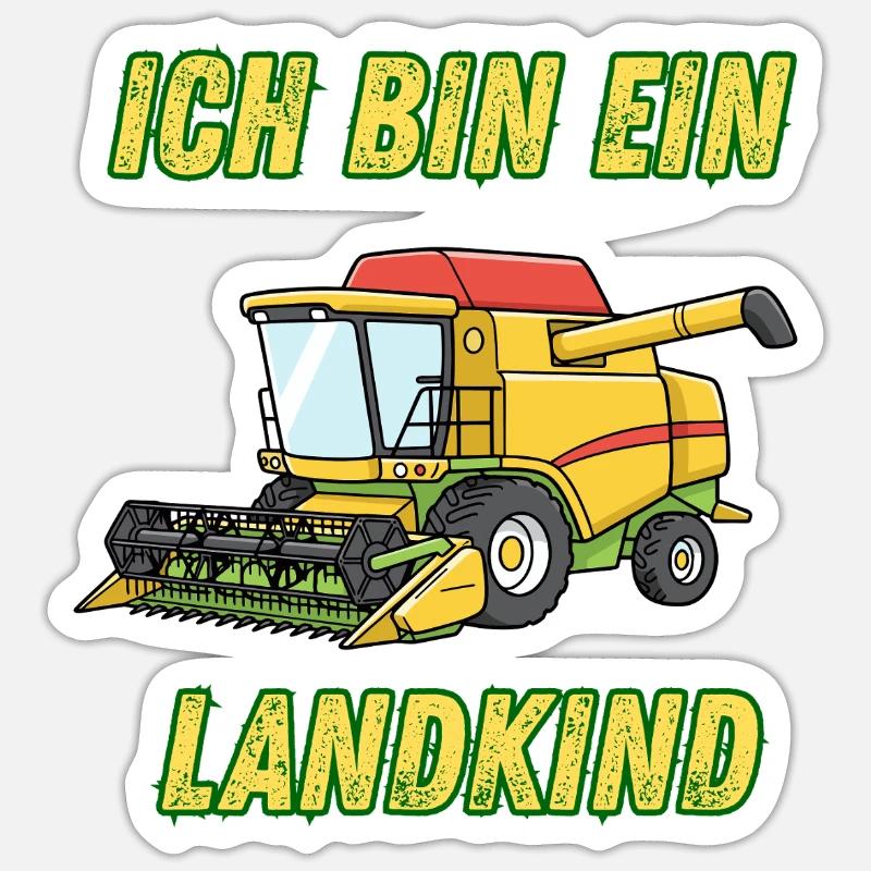 Traktor - Ich bin ein Landkind - Sticker Größe S (10 x 10 cm) - Mattweiß