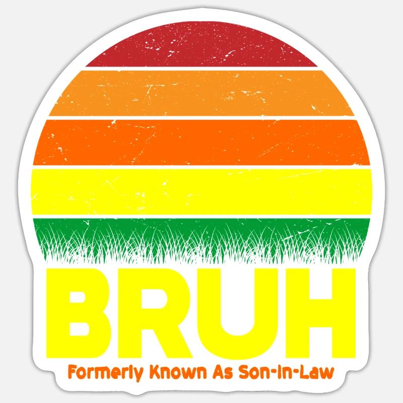 Bruh Retro Sunset Logo - Sticker Größe S (10 x 10 cm) - Mattweiß